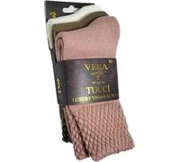 Vera Tucci LUXURY WOMEN'S 3 PACK SOFT TOP SOCK EASY RELAX PLAIN COLOURS 3 PAIRS RMD2403-31-01 MULTI 3 PACK CREAM, COFFEE AND PINK