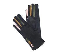 Vera Tucci 'Margot' Ladies' Gloves Suede Feel Touch Screen Multi Coloured Fingers G05 - BLACK, SMALL