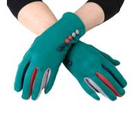 Vera Tucci 'Margot' Ladies' Gloves Suede Feel Touch Screen Multi Coloured Fingers G05 - TEAL, LARGE