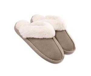 Vera Tucci RMD2305-34 GIFT BOX SLIPPER Comfort Foam Fluffy Soft Warm Slip On House Cozy Indoor Outdoor (1 TAUPE,UK 7, EU 40)