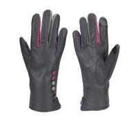 Vera Tucci TIFFANY G01 Leather Multi Colour Button & Fingers Glove (LXL, DARK GREY)