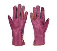 Vera Tucci TIFFANY G01 Leather Multi Colour Button & Fingers Glove (LXL, FUCHSIA)