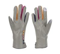 Vera Tucci TIFFANY G01 Leather Multi Colour Button & Fingers Glove (LXL, LIGHT GREY)