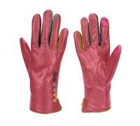 Vera Tucci TIFFANY G01 Leather Multi Colour Button & Fingers Glove (LXL, RED)