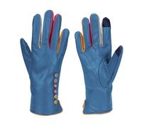 Vera Tucci TIFFANY G01 Leather Multi Colour Button & Fingers Glove (LXL, TEAL)
