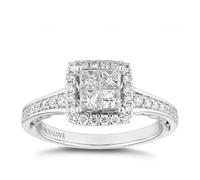 Vera Wang 18ct White Gold 0.69ct Diamond Princess Shaped Halo Ring