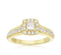 Vera Wang 18ct Yellow Gold 0.69ct Diamond Princess Cut Square Halo Ring