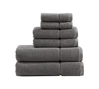 Vera Wang Bath Towels Set Luxury Cotton Bathroom Decor, Highly Absorbent & Low Linting, 6 Piece, Charcoal