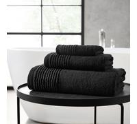 Vera Wang - Bath Towels Set, Luxury Cotton Bathroom Decor, Highly Absorbent & Medium Weight (Sculpted Pleat Black, 6 Piece)
