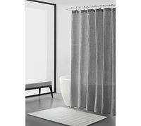 Vera Wang - Fabric Shower Curtain, Lightweight Modern Bathroom Decor with Hook Holes Top (Marled Waffle Grey, 70" x 72")