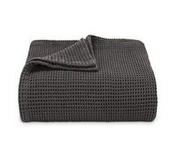 Vera Wang - King Blanket, Luxury Cotton Bedding, Super Soft Essentials with Waffle Weave Knit (Waffleweave Charcoal Grey, King)
