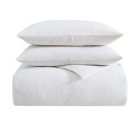 Vera Wang - King Duvet Cover Set, Luxury Cotton Bedding with Button Closure, Includes Matching Shams (Textured Pleats White, King)