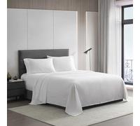 Vera Wang - King Size Sheets Set, Smooth & Crisp Cotton w/Textured Weave, Lightweight for Year Round Comfort- Bed Sheets with Matching Pillowcases & Fitted Sheet (Dobby Stripe White)