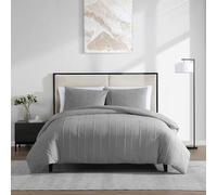 Vera Wang Naturally Soft Cotton Matching Pillowcases, Crisp & Smooth w/a Lightweight Feel, 3 Piece Bed Set, Tucks Grey, King
