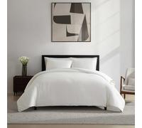 Vera Wang Naturally Soft Cotton Matching Pillowcases, Crisp & Smooth w/a Lightweight Feel, 3 Piece Bed Set, Threaded Basketweave White, King