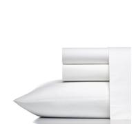 Vera Wang Percale Collection Bed Sheet Set - 100% Cotton, Crisp & Cool, Lightweight & Oeko-Tex Certified, Queen, White