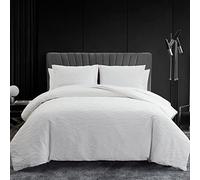 Vera Wang - Queen Duvet Cover Set, Luxury Bedding with Button Closure, Includes Matching Shams (Abstract Crinkle White, Queen)