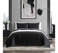 Vera Wang- Queen Quilt Set, Designer Bedding Set Including Shams, All Season Velvet Home Décor (Diamond Black, Queen)