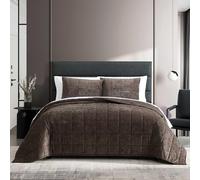 Vera Wang - Queen Quilt Set, Super Soft Bedding Set with Matching Shams, Modern Room Essentials (Chenille Box Solid Chocolate Brown, Queen)