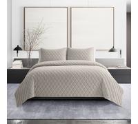 Vera Wang - Queen Quilt Set, Super Soft Bedding Set with Matching Shams, Modern Room Essentials (Diamond Velvet Natural, Queen)
