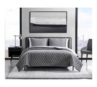 Vera Wang - Queen Quilt Set Super Soft Bedding Set with Matching Shams Modern Room Essentials (Diamond Velvet Charcoal Grey Queen)