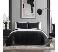 Vera Wang- Queen Quilt Set Super Soft Bedding Set with Matching Shams Modern Room Essentials (Diamond Black Queen)