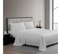 Vera Wang - Queen Sheet Set, Buttery-Soft Bed Sheets w/a Naturally Silky Smooth Cotton Sateen Lightweight Feel - Matching Pillowcases & Fitted Sheet (Etched Stripe Grey)