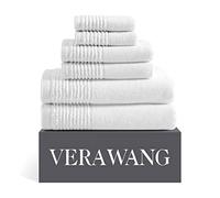 Vera Wang | Sculpted Pleat Collection | Towel Set-100% Cotton, Soft & Luxurious, Super Absorbent & Medium-Weight, 6pc, White