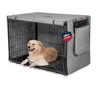 VERABE 600D Dog Crate Cover, Waterproof Pet Kennel Cover with Storage Bag Fit for 42 Inch Wire Crate Dog Cage, 42 Inches, Gray