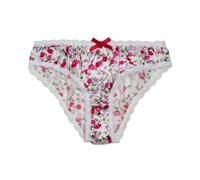VeraBliss 100% Silk Knickers - Superior to Satin, Natural Silk Underwear for Women, Patterned Brief/Shorts, Floral Bikini Panties, Healthy & Breathable, (XL-UK16/18, Red)