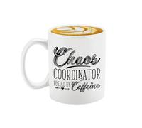 Veracco Chaos Coordinator Fuelled By Caffeine White Ceramic Coffee Mug Tea Cup FunnyGift For Someone Who Loves Drinking Bachelor Party Favors (White, Ceramic)