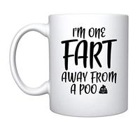 Veracco I'm One Fart Away From A Poo - White Ceramic Coffee Mug - Funny Birthday Gift For Someone Who Loves Drinking Bachelor Party Favors (White, Ceramic)