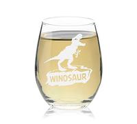 Veracco Winosaur Stemless Wine Glass Funny Birthday Gift for Wine Lover Enthusiast Dinosaur Party Favor (Stemless Glass)