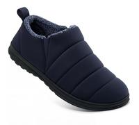 VeraCosy Men's Ankle Mule Slippers Warm Memory Foam with Elastic Gores | P.E.T. Ripstop Quilted Upper, Easy-Wear, Machine Washable, Sherpa Lining, Indoor and Outdoor, Non-Slip Rubber Outsole