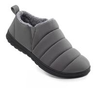 VeraCosy Men's Ankle Mule Slippers Warm Memory Foam with Elastic Gores | P.E.T. Ripstop Quilted Upper, Easy-Wear, Machine Washable, Sherpa Lining, Indoor and Outdoor, Non-Slip Rubber Outsole