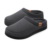 VeraCosy Men's Moccasin Slippers Comfy Soft Durable Slip-on Indoor Memory Foam House Shoes Charcoal Dark Grey, 12-13 UK
