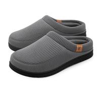 VeraCosy Men's Moccasin Slippers Comfy Soft Durable Slip-on Indoor Memory Foam House Shoes Cool Grey,12-13 UK