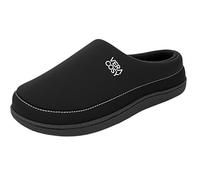 VeraCosy Men's Moccasin Slippers Comfy Soft Durable Slip-on Indoor Memory Foam House Shoes Dark Black,6-7 UK