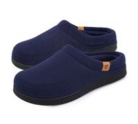 VeraCosy Men's Moccasin Slippers Comfy Soft Durable Slip-on Indoor Memory Foam House Shoes Dark Navy Blue, 6-7 UK