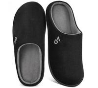 VeraCosy Men's Two-Tone Memory Foam Slippers Muted Black Grey,9.5 UK