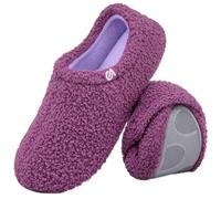 VeraCosy Women's Fuzzy Curly Fur House Shoes Iris Veil, 7-8 UK