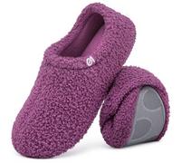 VeraCosy Women's Fuzzy Slippers Warm Comfy Memory Foam Non-slip House Shoes Purple, 5/6 UK