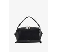 Verafied Womens Verafied Café Mini Leather Top-Handle Bag Black Lizard