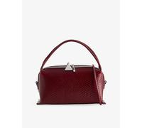 Verafied Womens Verafied Café Mini Python-Print Leather Shoulder Bag Maroon