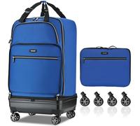 Verage Expandable Foldable Luggage Bag Collapsible Suitcases Rolling Travel Duffel Bag Larger Suit Case with Detachable Spinner Wheels, blue, Checked-In Pro (24-Inch Expands into 28-Inch), Expandable