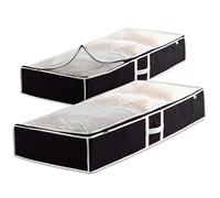 Verahaus Under Bed Storage - Pack of 2 Under Bed Storage Containers for Clothes, Blankets, Winter Clothing, & Shoes - Under The Bed Storage with Handles, Dual Zippers, & Clear Top (Gray)