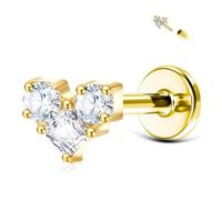 VERAMI G23 Titanium 16G Flat back Stud Earrings for Tragus, Helix,Monroe, Conch, Lip Piercing, Hypoallergenic Labret Studs Cartilage Piercing for Women, One Size, Titanium, cubic zirconia