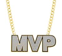 VERAMI MVP Medal, Champion MVP Chains Medal Necklace,Gold Champ Award Winner Prize Trophy Award Necklace for Adults Player Team Football Soccer Baseball Basketball Softball Fantasy Football, Metal