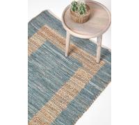 Veranda Grey and Nude Hemp Chindi Rug Homescapes Grey 120cm x 170cm