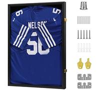 VERANI Football Jersey Shadow Box - Jersey Display Frame with 98% UV Protection Acrylic and Metal Hanger for Baseball Basketball Soccer Hockey Sport Shirt and Uniform, Black